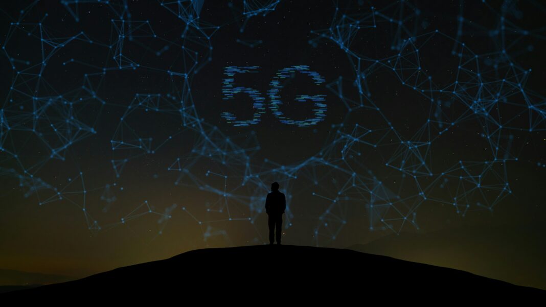 5G rendered Image outdoors with silhouette of person