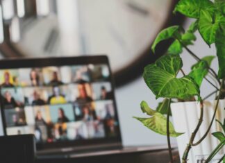 How Does VoIP Impact Network Bandwidth? Video calling on laptop with plant