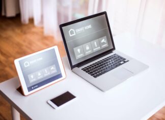 How Does Broadband Internet Support Smart Home Devices? Smart device on laptop and iPad