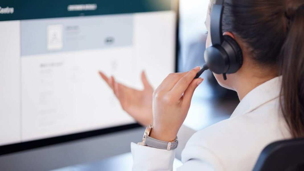 Employee Using VoIP System Employee Using VoIP System