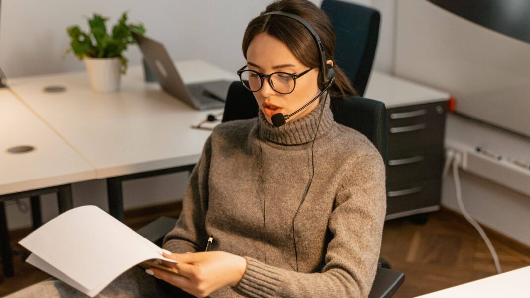 Woman Using Headset