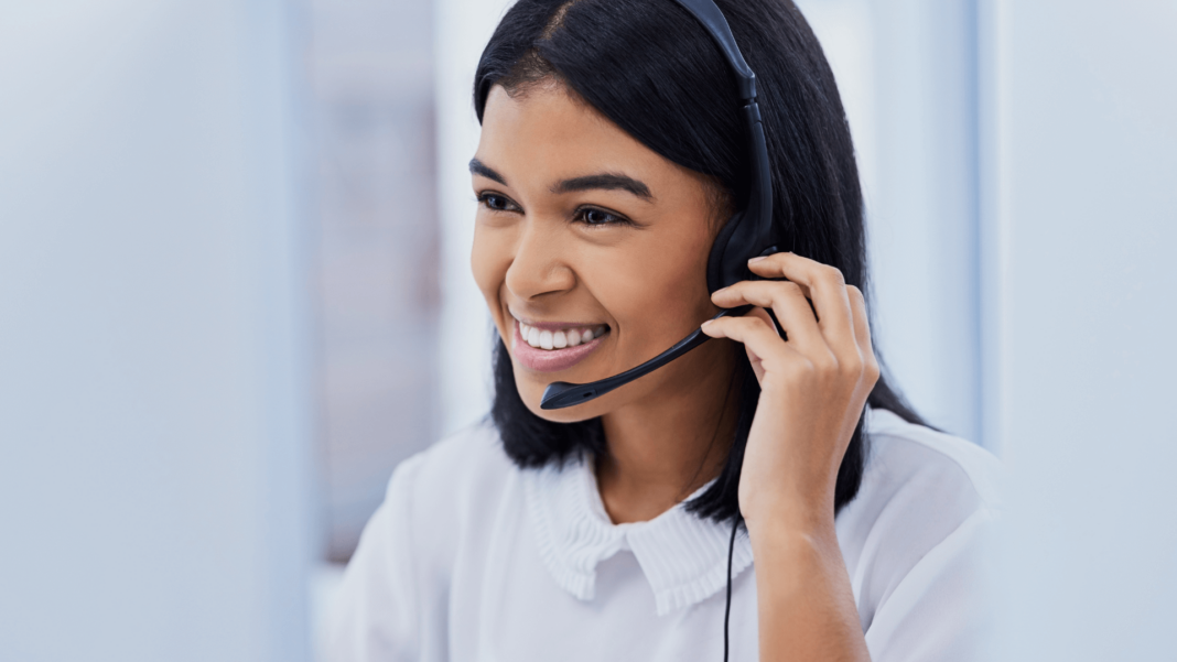 Woman Using Headset