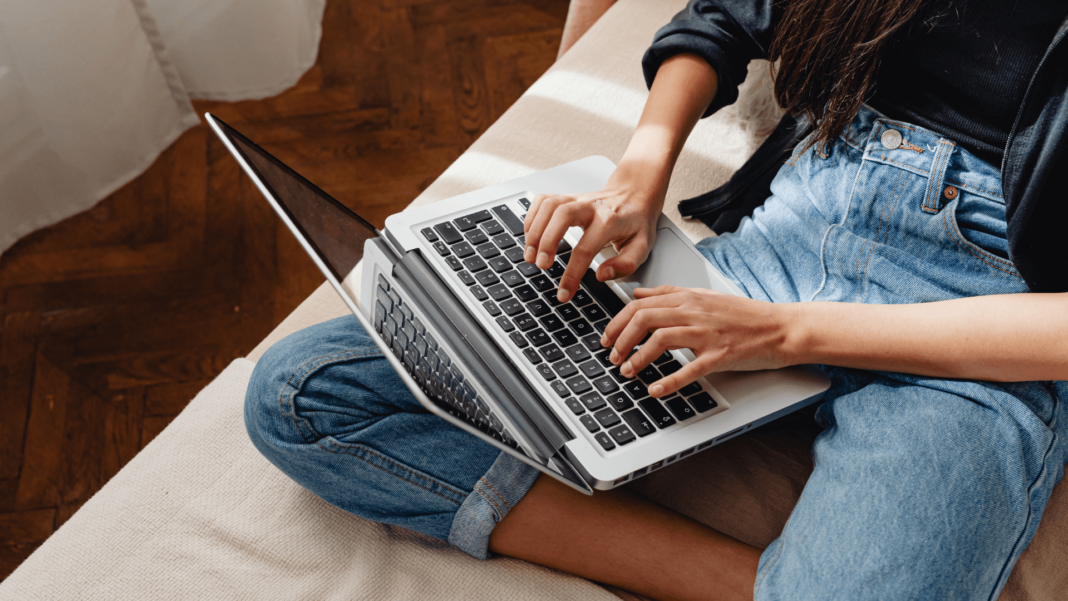 Woman Working On Laptop